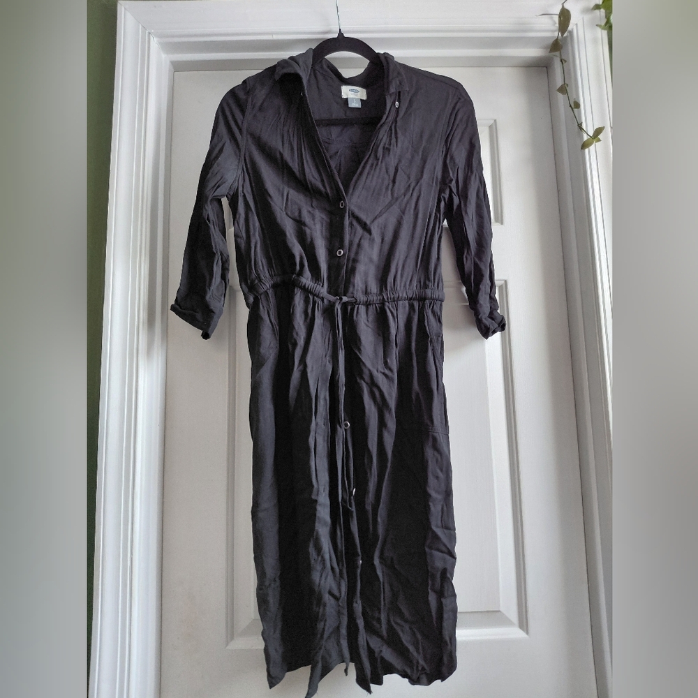 Old Navy Black Button-Up Dress